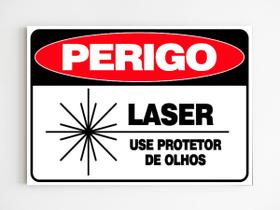 Placa de aviso perigo laser use protetor de olhos mdf 20x29