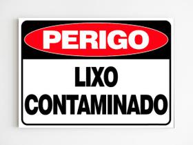 Placa de aviso perigo lixo contaminado segurança hospital a4