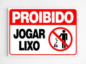 Placa de aviso proibido jogar lixo sinalização mdf 20x29 a4