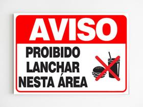 Placa de aviso proibido lanchar nesta área sinalização mdf