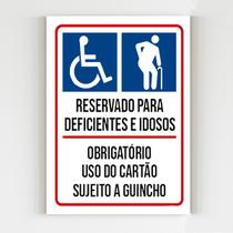 Placa de aviso reservado para deficientes e idosos vaga A4