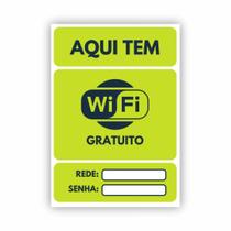 Placa de Aviso / Sinalização / Aaqui tem Wifi - 15x20cm - Wi03