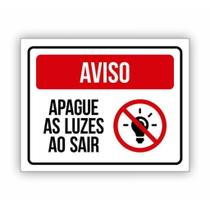 Placa de Aviso / Sinalização / Apague as Luzes ao Sair (15x20cm) - AL10