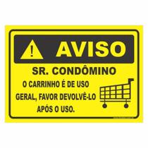 Placa de Aviso / Sinalização - Carrinhos de compras / Condominio - (25x20cm) CA10 Placa de Aviso / Sinalização - Carrinhos de compras / Condominio - (25x20cm) CA10