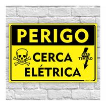 Placa de Aviso / Sinalização - Cuidado Cerca elétrica -(25X20CM) CE09 Placa de Aviso / Sinalização - Cuidado Cerca elétrica -(25X20CM) CE09