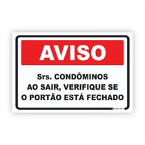 Placa de Aviso / Sinalização - Mantenha o portão fechado (25x20cm) - MP02