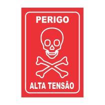 Placa De Aviso Sinalização Perigo Alta Tensão 20Cmx14,5Cm