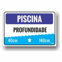 Placa de Aviso / Sinalização - Profundidade da Piscina (20x25cm) - PS01 Placa de Aviso / Sinalização - Profundidade da Piscina (20x25cm) - PS01
