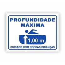 Placa de Aviso / Sinalização - Profundidade da Piscina (20x25cm) - PS06 Placa de Aviso / Sinalização - Profundidade da Piscina (20x25cm) - PS06
