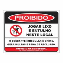 Placa de Aviso / Sinalização / Proibido Jogar Lixo (15xcm) PL02