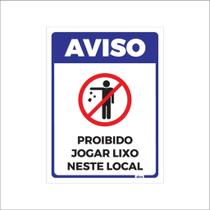 Placa de Aviso / Sinalização / Proibido Jogar Lixo (15xcm) PL10