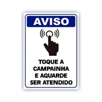 Placa de Aviso / Sinalização - Toque a Campainha Para ser Atendido (25x20cm) - CP10