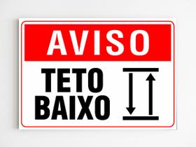 Placa de aviso teto baixo sinalização mdf 20x29 a4 segurança