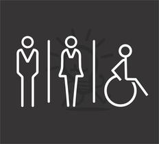 Placa de banheiro moderna para Homens - Mulheres - PCD- Acrílico