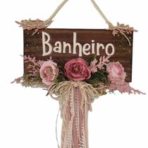 Placa de Banheiro Rosê 50x36