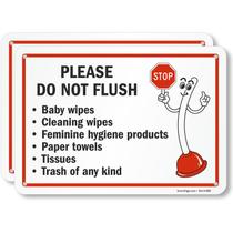 Placa de banheiro SmartSign Please Do Not Lush” 7x10 polegadas