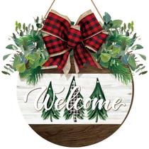 Placa de boas-vindas de Natal, cabide de madeira Boao, 30 cm com laço Placa de boas-vindas de Natal, cabide de madeira Boao, 30 cm com laço