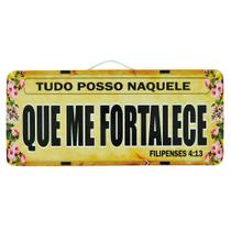 Placa de Carro Decorativa em Madeira - Tudo Posso Naquele que Me Fortalece