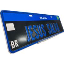 Placa De Carro Decorativa Jesus Salva Alto Relevo Decoração