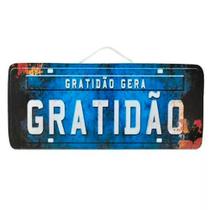 Placa de Carro Decorativa - Madeira - Gratidão Gera Gratidão