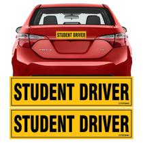 Placa de carro TOTOMO Student Driver Magnet 12x8 cm refletiva (pacote com 2)