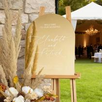 Placa de Casamento Recepção Acrílica Espelhado Placa de Boas-Vindas Personalizada