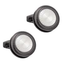 Placa de CD preta redonda Cufflinks Stylish Co High-End para homens