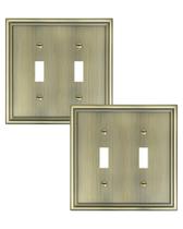 Placa de cobertura de interruptor TREEWELL, pacote com 2 unidades, latão antigo de alavanca dupla