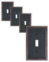 Placa de cobertura do interruptor de luz TREEWELL Aged Bronze 1 Gang x4