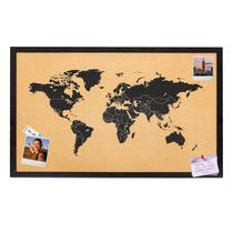 Placa de cortiça Sunnydaze World Map 90x60cm com pinos