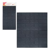 Placa De Decoração Autocolante Tijolinhos 3D Preto 70x77cm