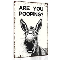 Placa de decoração de parede ALKB Funny Donkey Are You Pooping Metal 20x30cm