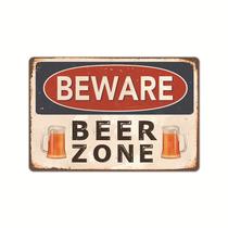 Placa de decoração de parede Beware Beare Beer Zone Retro Iron para bares e cafés Placa de decoração de parede Beware Beare Beer Zone Retro Iron para bares e cafés