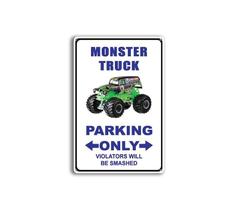 Placa de decoração de parede Pintura em ferro Monster Truck Parking 20x30cm Placa de decoração de parede Pintura em ferro Monster Truck Parking 20x30cm