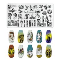 Placa De Estampagem De Unhas Coração De Pêssego Flor De Anjo Halloween Dia Dos Namorados Ferramenta