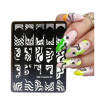 Placa De Estampagem Geométrica Floral Francesa Para Arte Em Unhas 3D Lace Stripe Line Drawing