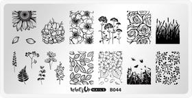 Placa de estampagem Whats Up Nails B044 From Ground Comes Life