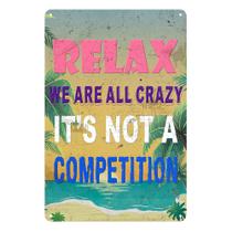 Placa de estanho metálica Yosqego Funny Pool Rules Relax 20x30cm