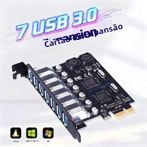 Placa De Expansão PCIe X1 USB3.2 Gen1 De 7 Portas, Adaptador De 5Gbps Para Windows E Linux Placa De Expansão PCIe X1 USB3.2 Gen1 De 7 Portas, Adaptador De 5Gbps Para Windows E Linux
