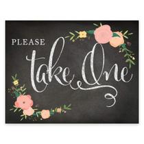 Placa de festa Andaz Press Chalkboard rosa coral floral 22x28cm