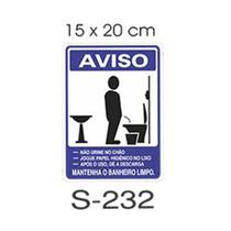 Placa de Identificação Aviso Mantenha Banheiro Limpo S232 J.A Placas