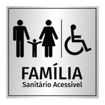 Placa de Indicação Sanitário Acessível Família em Alumínio de 15x15cm Placa de Indicação Sanitário Acessível Família em Alumínio de 15x15cm