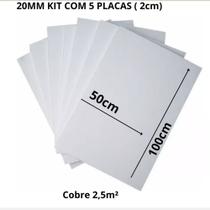 Placa de Isopor Isolamento Térmico 1,00 x 0,50 - 20mm (2 cm) - C/5 Unidades