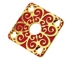 Placa de Jack para Guitarra Guyker GJ013 Aço Inoxidável Vermelho e Dourado