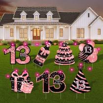 Placa de jardim de 13º aniversário ComboJoy Pink LED Lights 7 unidades