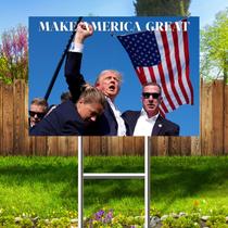 Placa de jardim Voplintra Trump 2024 Fight 18x24 polegadas com moldura em H de metal