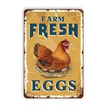 Placa de lata Harooni Farm Fresh Eggs Vintage Country 20x30cm
