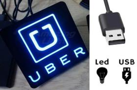 Placa de LED Interna Aviso Uber - Carregamento USB - 10cm x 10cm