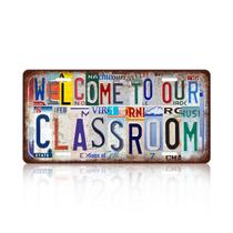 Placa de licença vintage com decoração de parede de boas-vindas, placa de metal e lata