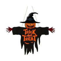 Placa De Madeira De Abóbora Com Rosto De Monstro 2D Para Trufas Com Corda Para Decoração De Parede